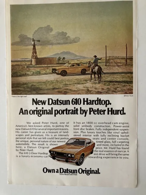 1973 Datsun 610 Hardtop Print Ad Peter Hurd