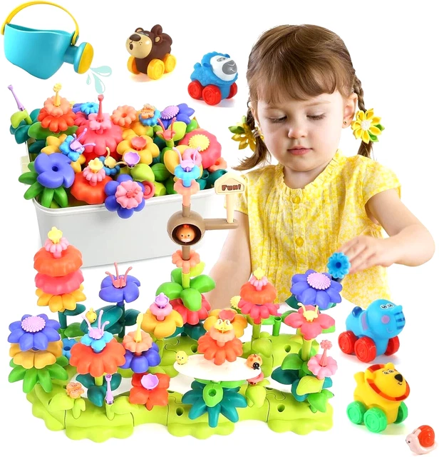 DIY Flower Garden Toys, STEM Building Toys with Storage Box, 100 PCS, XMAS GIFT
