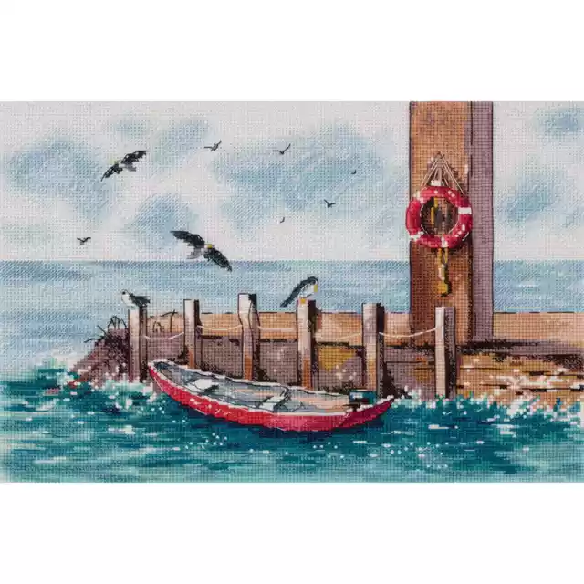 Kit de punto de cruz contado Panna "En el muelle", 27x18,5cm