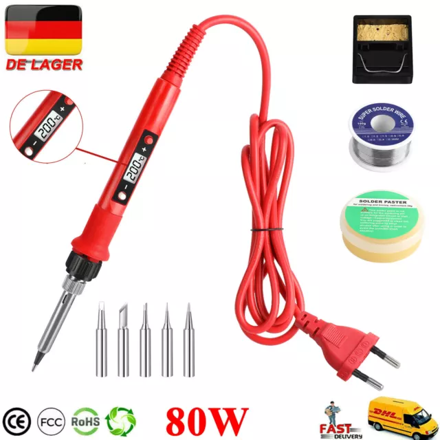 Lötkolben Set 80W Lötstation Einstellbarer Temperatur Lötset Soldering Iron Kit