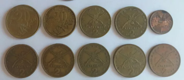 Greece set of 34 coins. Greek coins. Apaxmai, Lepta. Drachma and Aenta. 3