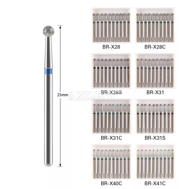 100 piezas fresas de diamantes dentales Super Gruesas / Medianas Redondas FG