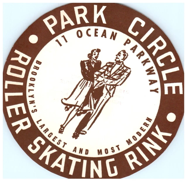 ORIGINAL VINTAGE 1940S Roller Skating Rink Sticker Park Circle Brooklyn