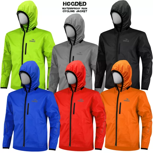 Mens Cycling Waterproof Rain Jacket Hi Visibility Running Top Hooded Coat S-XXL