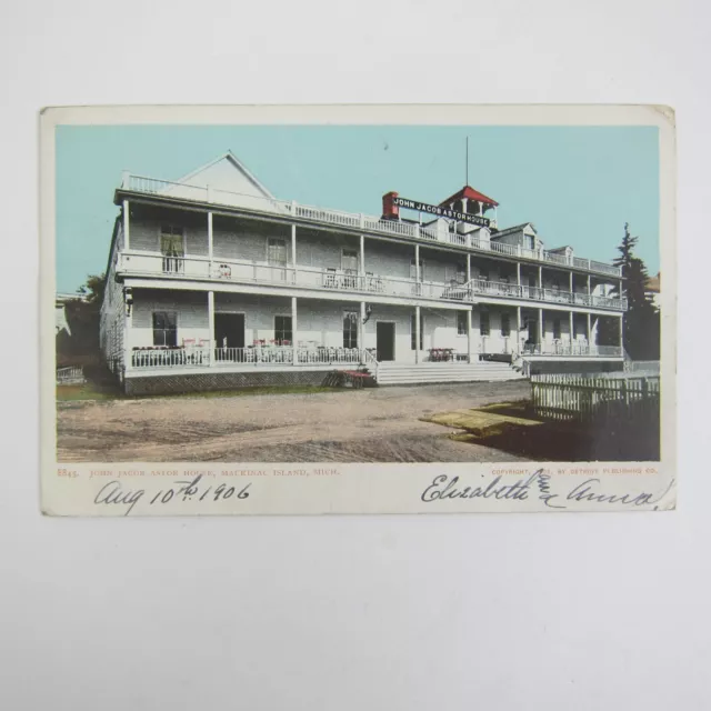 Postcard Mackinac Island Michigan John Jacob Astor House Antique 1906 RARE