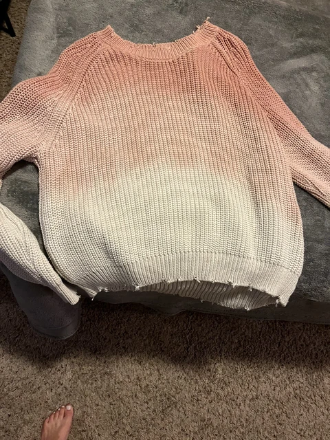 Zadig & Voltaire Sweater Kary Cow Pink/Cream Ombre Ribbed Knit Size XS