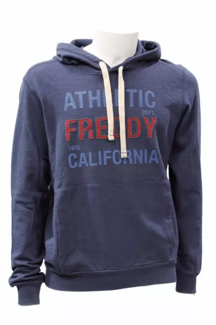 Felpa con cappuccio da uomo blu Freddy manica lunga casual in cotone tasche