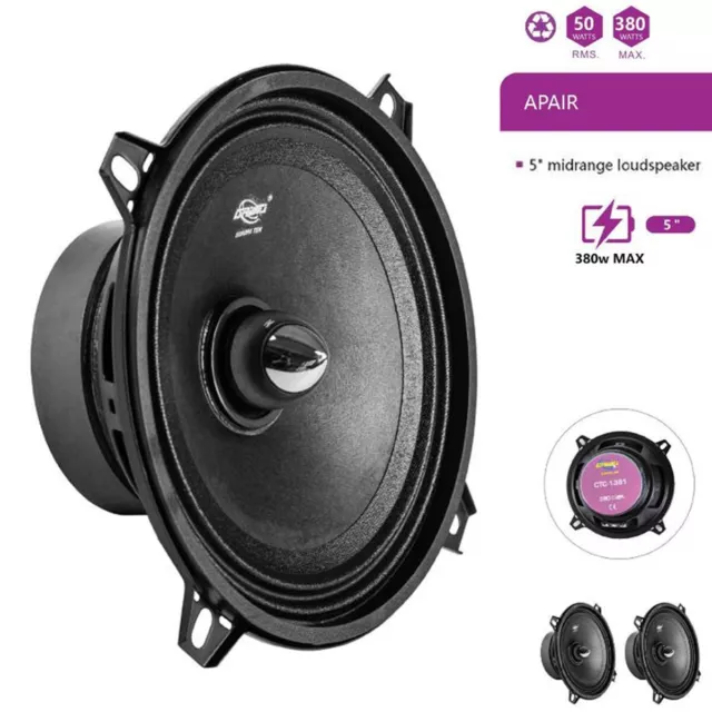 Coppia Casse Auto Altoparlante Audio 12.3 Cm 50W Rms 380W Max Speaker Ctc-1381