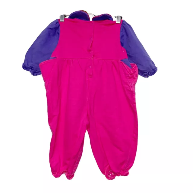 Vintage 90s Class Club Baby Pink Purple Romper Baby Size 18M 3