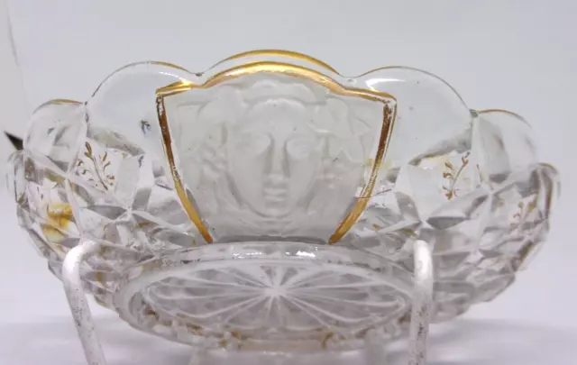 ANTIQUE ART NOUVEAU GLASS BOWL - with Frosted Medallions .