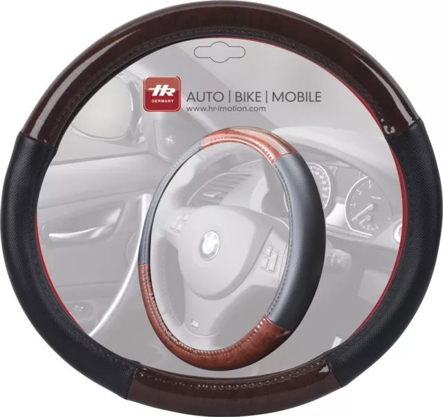 Steering Wheel Cover Black/ Root Wood for 37-39 CM Steering Wheels Richter Car