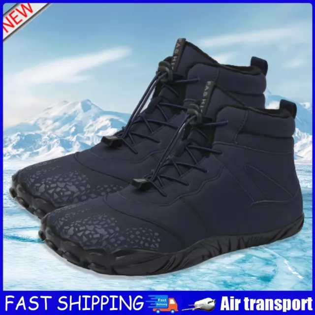 Warm Cotton Shoes Plush Waterproof Outdoor Hiking Shoes Windproof (43 Blue) AU