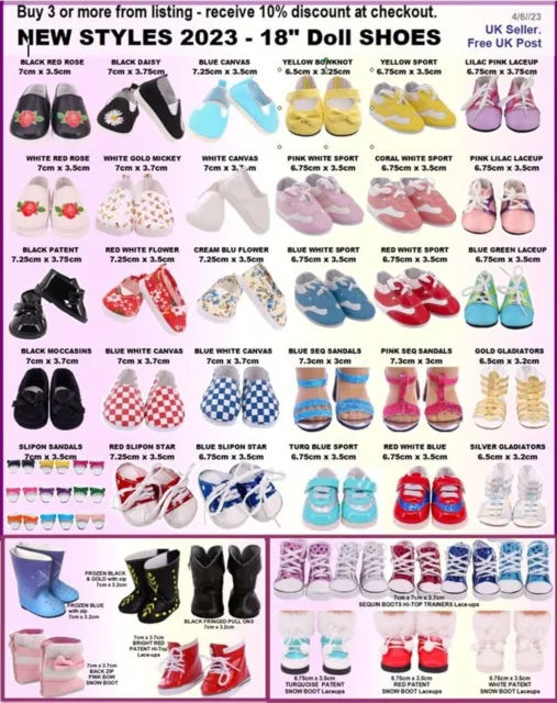 *NEW 2023  18" doll BOOTS SHOES SANDALS 10% off 3 pairs Our Generation Baby Born