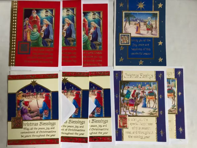 VINTAGE 9 Religious Nativity Scene Assorted Christmas Cards UNUSED NEW