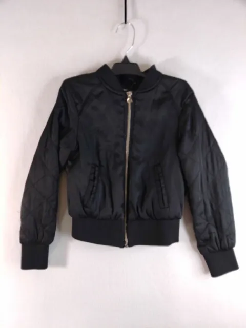 H&M Youth 8/9 Black (Stain, Material Wear) Full Zip Quilted With Pockets Jacket
