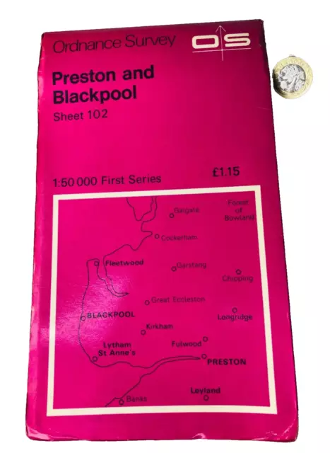 ORDNANCE SURVEY MAP Preston and Blackpool Tourist Collectable Vintage ...