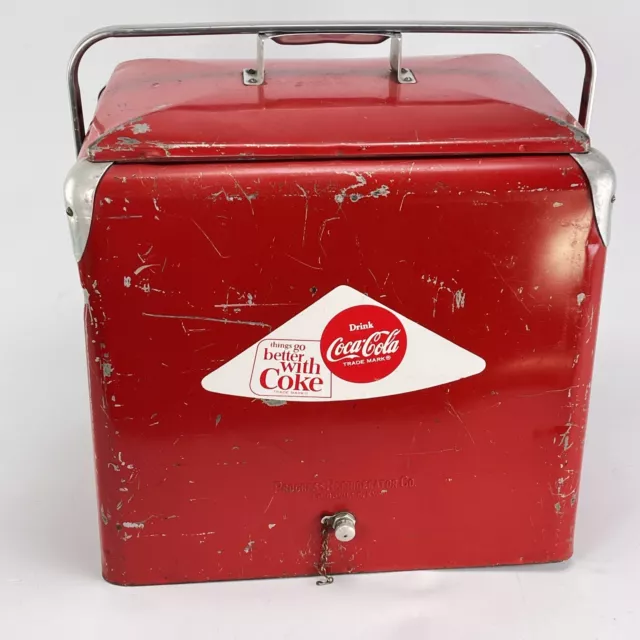 original Mid Century Coca Cola nevera caja de bebidas roja Ice Cooler años 50