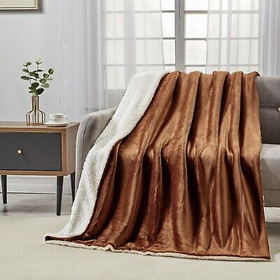 Sherpa Throw Blanket Super Soft Flannel Reversible Ultra Plush Fleece TV Blanket