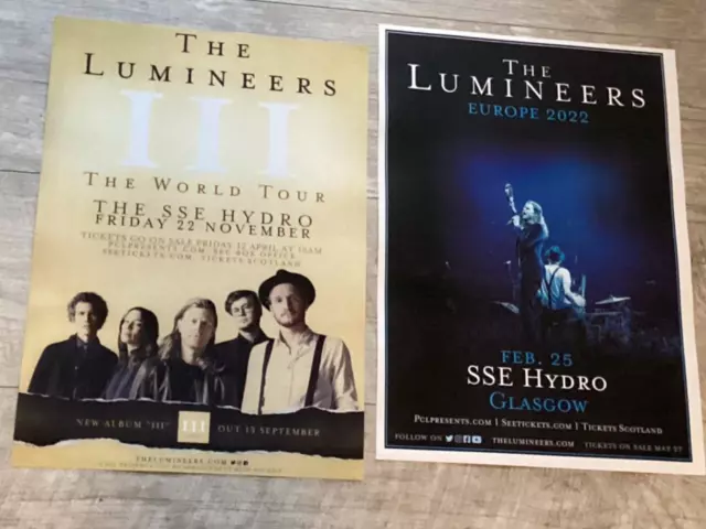 The Lumineers - Collection of Scottish tour Glasgow show concert gig posters x 2