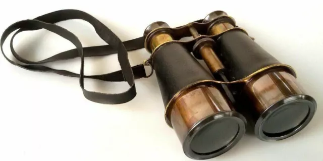 Nautical Brass Binoculars Antique Finish Vintage Gift Telescope Leather