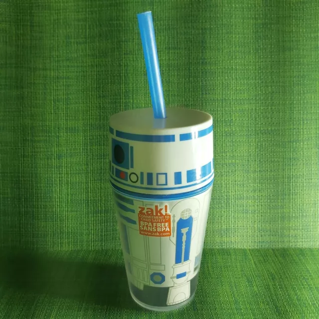 Star Wars R2D2 ZAK! Designs Insulated Travel Tumbler 14 Oz Straw Cup Disney