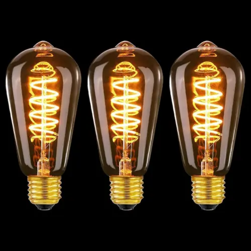 MLOQI 3 Pack Vintage Edison LED Light Bulbs 4W 2300K E27 Squirrel Cage 3