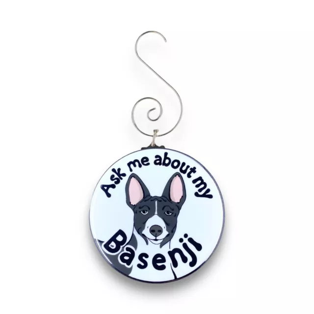 Basenji Mini Ornament Dog Holiday Decor Handmade Gift 2.25" - Black & White