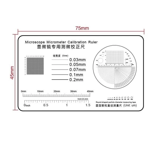 Microscope Micrometer Calibration Ruler Transparent Film Round Measurement Tape