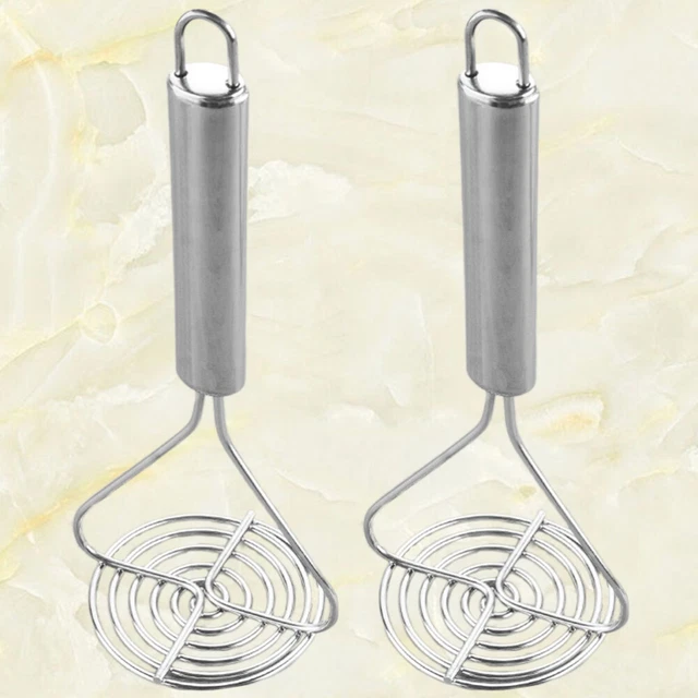 2 PIEZAS trituradora de patatas manual de acero inoxidable herramienta de prensa de barro espesante búsqueda de patatas
