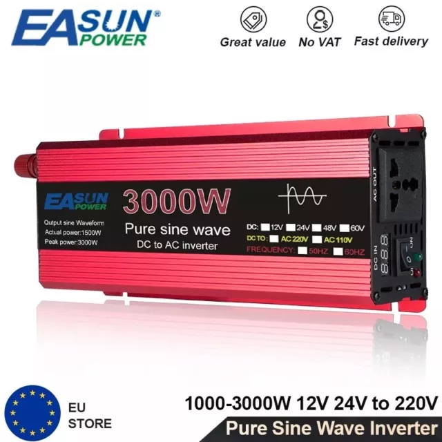 INVERTER 1500-3000W 12V 220V onda pura fotovoltaico batterie off grid  solare EUR 159,00 - PicClick IT