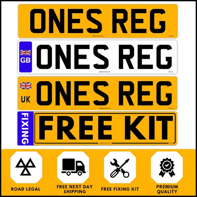 Number plates 2d 3d 4d car reg plates ev uk gb front rear pair