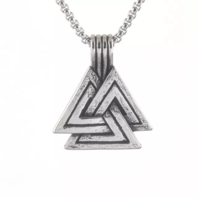 Stainless Steel Mens Norse Nordic Viking Valknut Amulet Pendant Necklace
