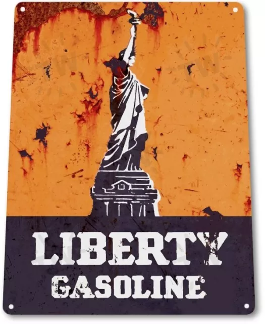Liberty Gasoline Gas Garage Service Oil Retro Wall Decor Large Metal Tin Sign