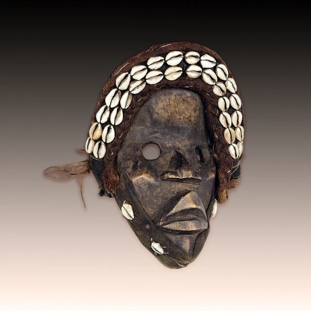 Masque Tribal Africain DAN / YACOUBA – Art Premier Ancien – Côte D'Ivoire – Bois Et Cauris