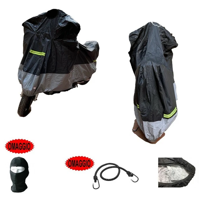 COMPATIBILE CON PIAGGIO FREE 50 RL TELO COPRIMOTO COPRISCOOTER IN NYLON IMPERMEABILE STRISCE FLUO COPERTURA PER SCOOTER MOTO UNIVERSALE COVER ANTISTRAPPO ANTIPIOGGIA 232X100X125CM