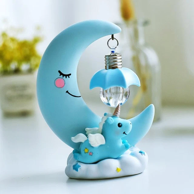 (Blue) LED Moon Light Bent Moon Lamp Angel Moon Night