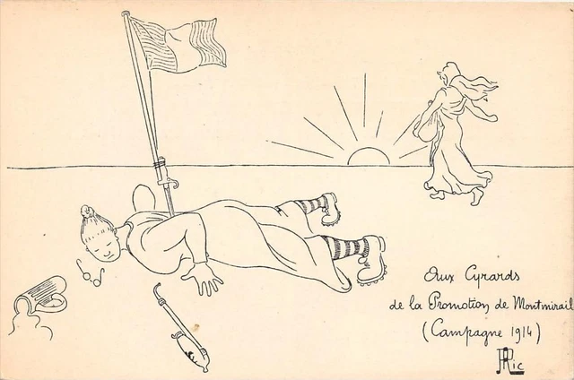Cpa War Illustrator Aux Cyrards De La Promotion De Montmirail Campaign 1916