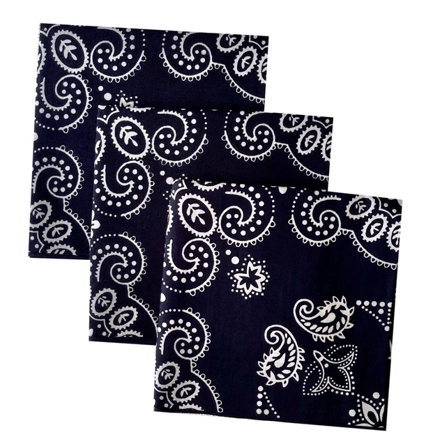 NAVY BLUE OVERSIZED Bandana Pack (3) XL X-Large 27” Square Paisley Sewing Fabric