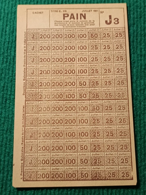 Rare Vintage French Ration Ticket Pain J.M. 1949 // Ticket De Rationnement De Pain J.M De 1949