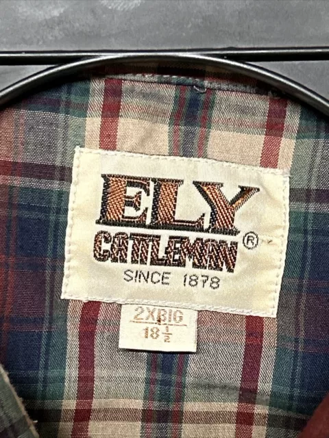 LOT 2 ELY Cattleman Men's Plaid Button Down Pearl Snap Western Shirt ...