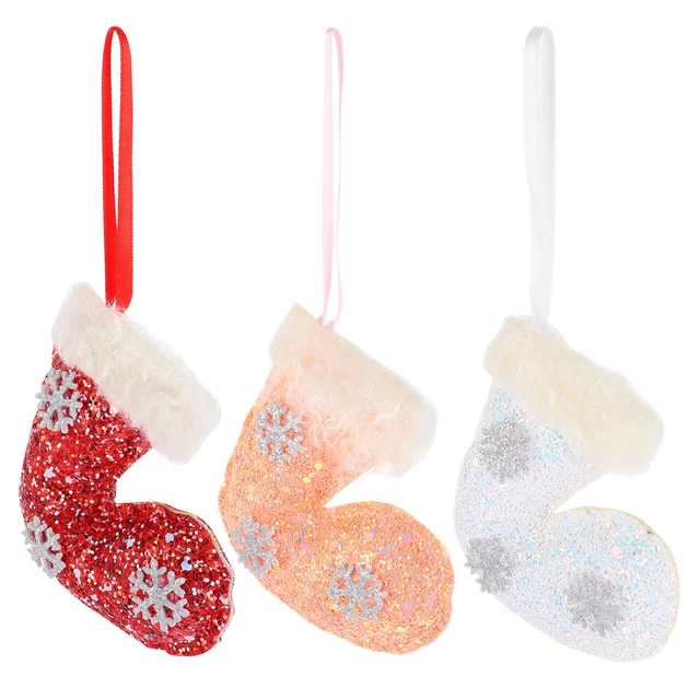 Calcetines de Navidad con lentejuelas calcetines blancos bolsas de regalo de Navidad felpa