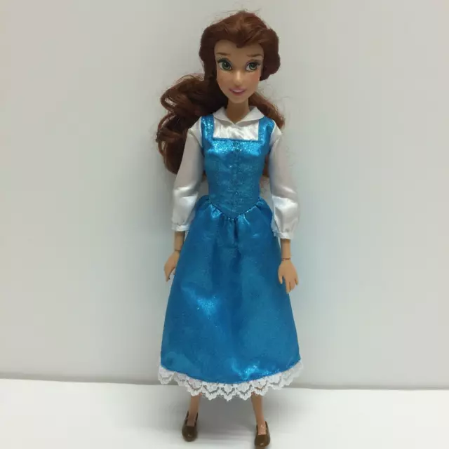 Disney Store Beauty & The Beast Belle Doll Village Blue Dress Shoes 11" Jointed