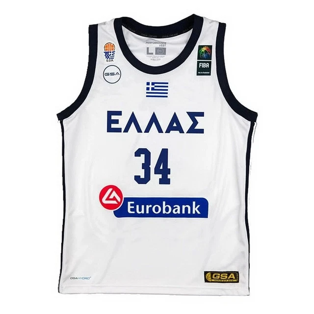 GREECE BASKETBALL GIANNIS Antetokounmpo No 34 Official Shirt Gsa New £