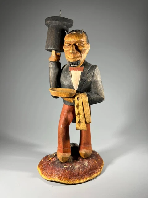 Wooden DEVIL EVIL THE WAITER traditional Handmade Hand Crafted VINTAGE CARVED