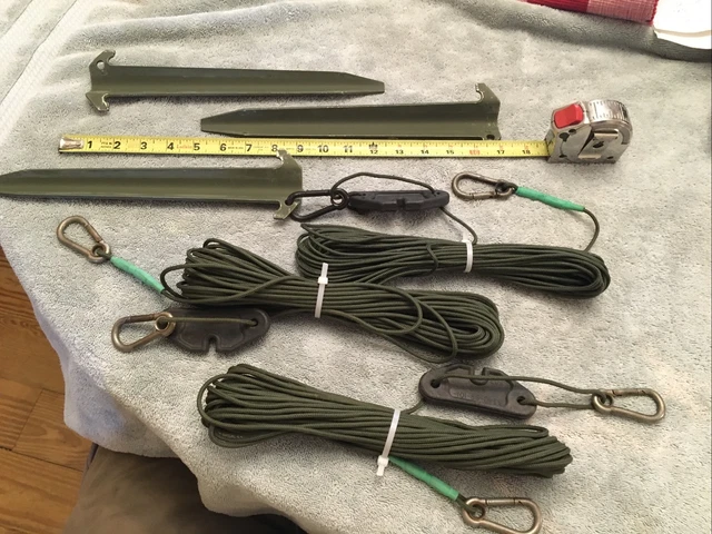 3 Military Radio USMC Antenna Mast Tower Guy Wire Rope + Stakes, Tensioners 54’