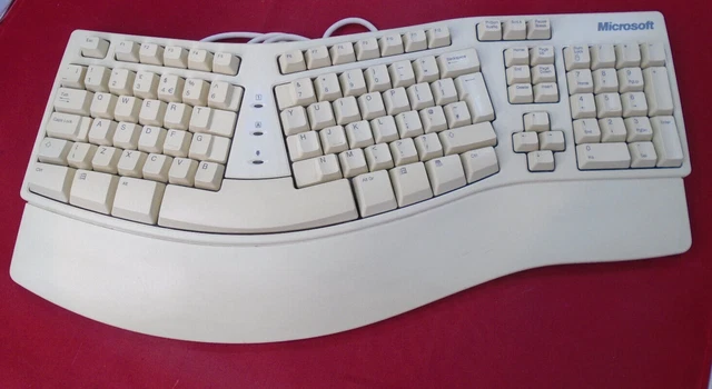 Clavier Ergonomique Vintage Microsoft Natural Keyboard Elite – PS/2 – AZERTY Français – Windows 95 (ouvert Jamais Utilisé)