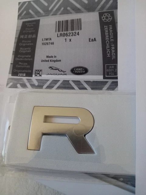 RANGE ROVER NAMEPLATE Bonnet Letter R Badge Silver Chrome JLR AUTHENTIC ...