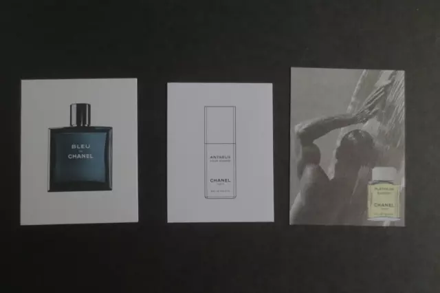 3 x Chanel Pour Homme Mixed Perfume Fragrance Advertising Blotter Cards