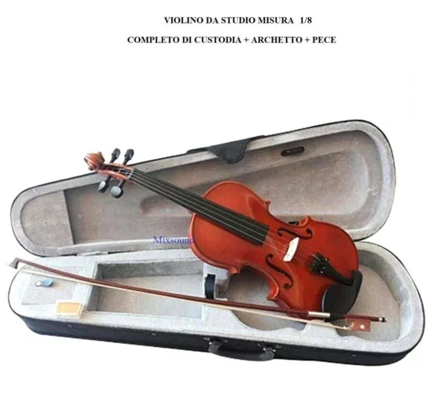 Violino Misura 1/8 Per Bambino Da Studio Kit Con Custodia + Archetto + Pece