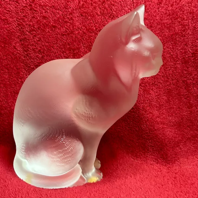 Lalique "Chat Assis" Seated Cat Sculpture, stunning Large piece, fully signed